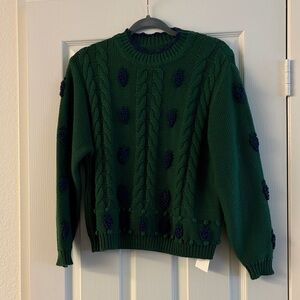 Shrimps Forest Green Cable Knit Sweater